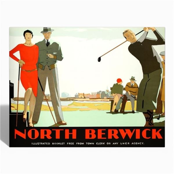 Re Society "North Berwick" by Leon Dupin Hand Pulled 46x36 Golf Lithograph with Coa