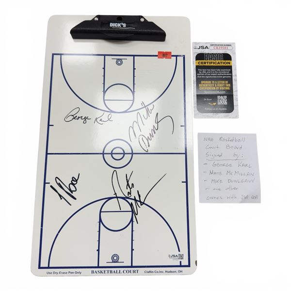 NBA Basketball Court Board Signed by George Karl Nate McMillan Mike Dunleavy & More W/ COA