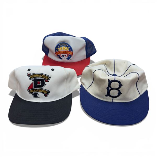 3 Vintage Baseball Hats: Boston, 1986 All Star Game and Piuttsburgh Pirates 1994 All-Star Game0
