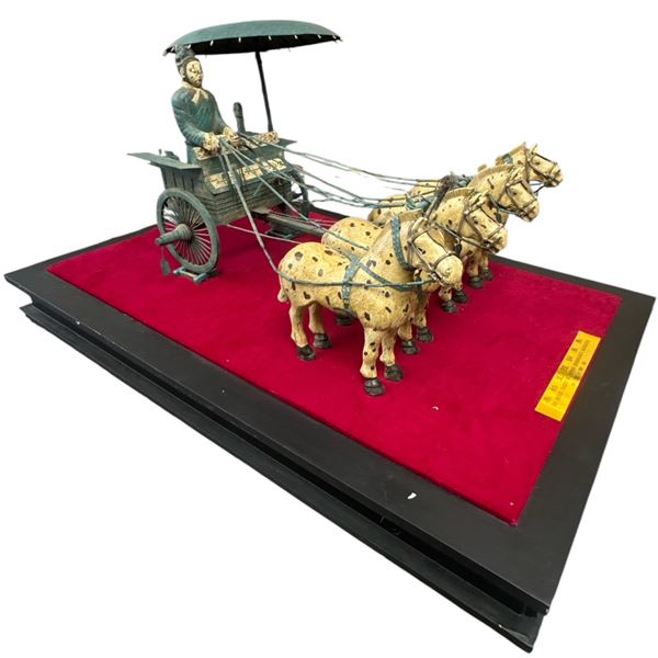 "The Bronze Chariot of Emperor Qinshihuang's Mausoleum" Large Bronze Replica 38.5x23.5x19"