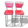 Image 1 : Pair Vintage Mid-Century Red Vinyl & Chrome Bar Stools 38-Inch Tall