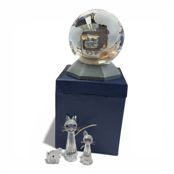 Collection of Decorative Glass: Fish & Cats & Fred Olsen Cruise Lines 2000 Glass Globe