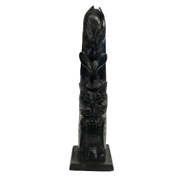 Small Old Argalite West Coast First Nations Carved Totem Pole 5.5"