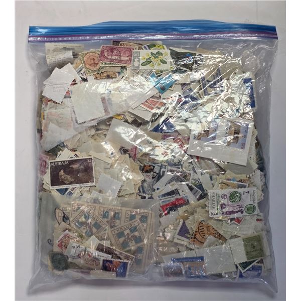 1 Pound Bag of World Stamps * Canada, Jamaica, Sharjah, Trinidad & Tobago and More * Used