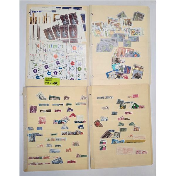 1 Stock Sheet of Mint Blocks of 4 Canadian Stamps & 2 Stock Sheets of Used Canada Stamps