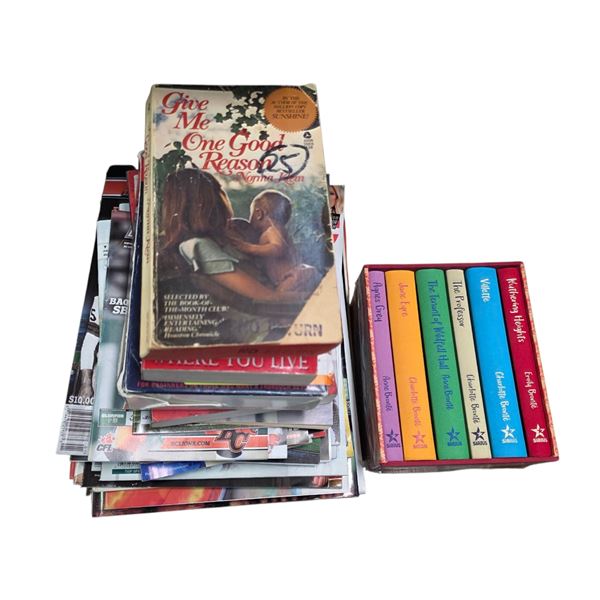 Group of Coffee Table Books, Sports Magazines and French/English  Dictionary