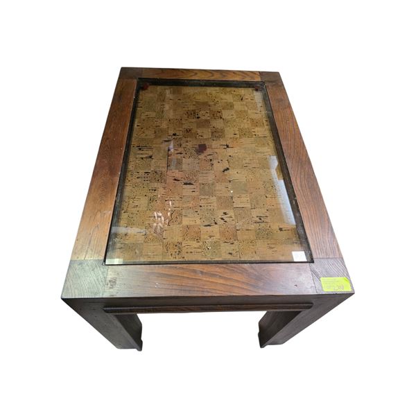 Wood End Table with Glass Top * 20" x 20' x 19" tall * Companion Piece to lot 2219 & 2217