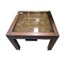 Image 1 : Wood Coffee Table with Glass Top * 28" x 28' x 19" tall * Companion Piece to lot 2217 & lot 2218