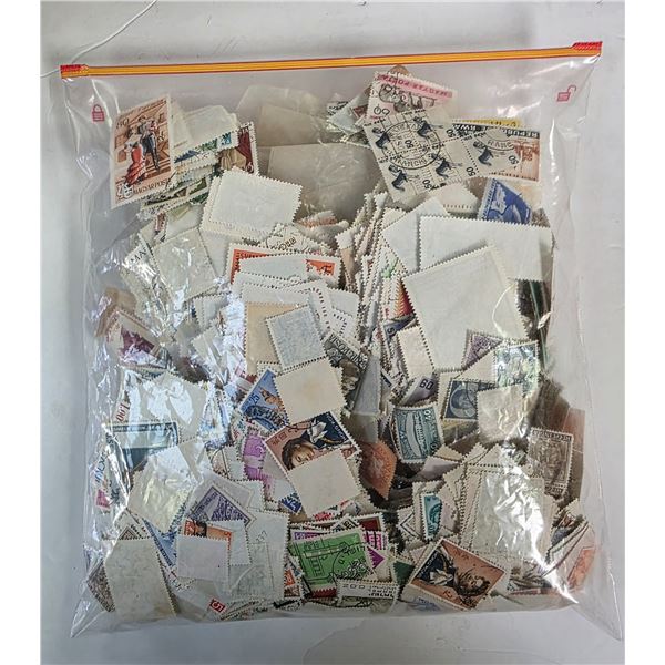 Large Bag of Assorted Canceled World Stamps (Hong Kong, Singapore, Russia, USA, just to name a few)