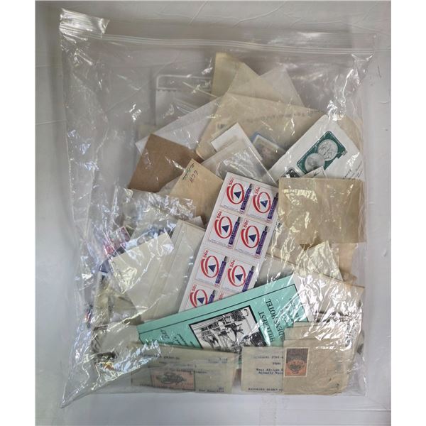 Large Bag  of Vintage World Wide Stamps (Canada, Denmark, Germany, Tonga, & Cuba just to name a few)