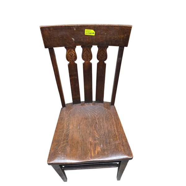 Antique Oak Dining Chair with Carved Splats