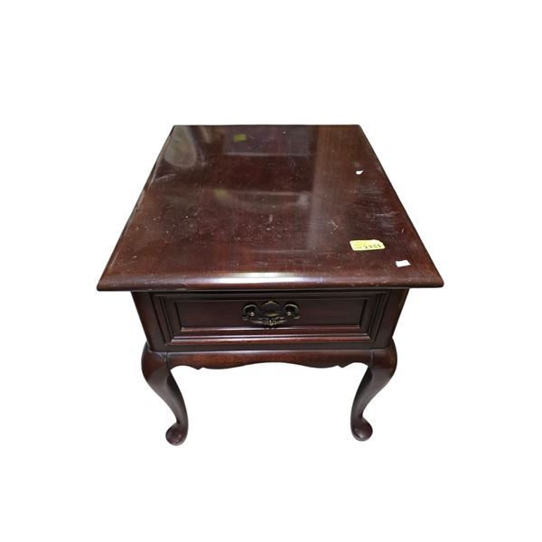 Gibbard Solid Mahogany End Table with Drawer ( 20" wide x 26" deep x 20" tall)