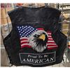 Image 3 : 2 Leather Jackets and 1 Vest (Black Danier Leather size M, "Proud to be American Embroidered Bikes V