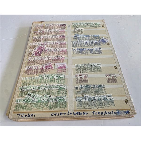 Stack of World Stamps on Sheets * Used * Turkey, Holland, Sweden and more
