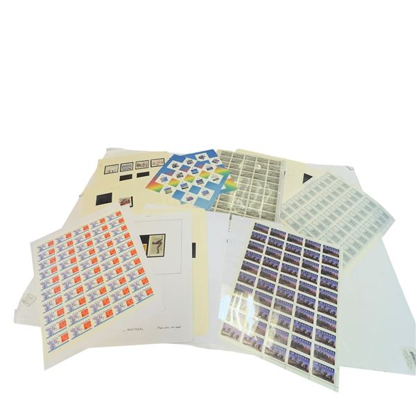 Folder of Canada Stamps Featuring Some Full Sheets with Selvage (Innsbruck Winter Games, 1951 Trains