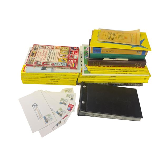Box of Postage Stamp Guides and Catalogues