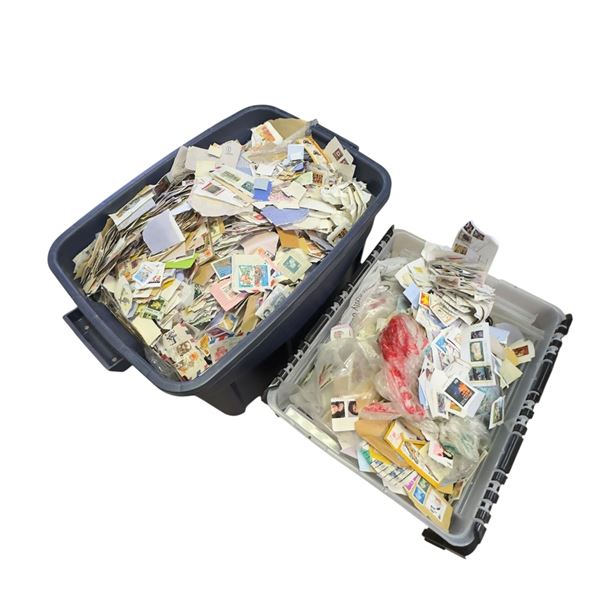 18 Gallon Tote of Assorted Canceled Stamps