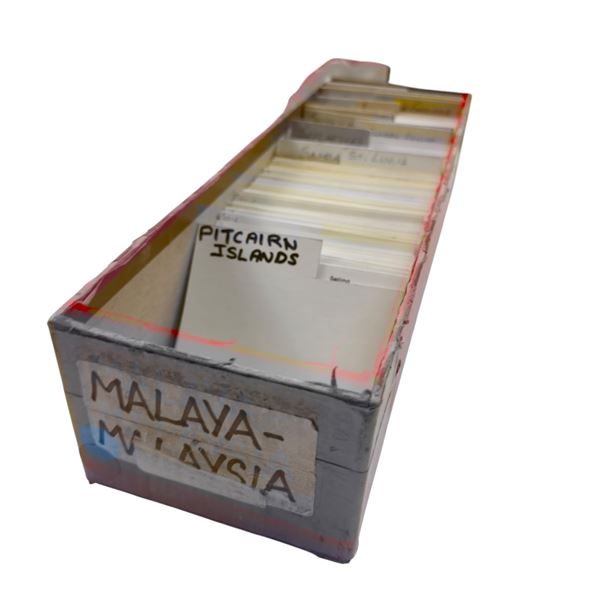 Box - Highly Collectable Worldwide Stamps - Catalogued by Scott Number, In Protective Sleeves w/ Val