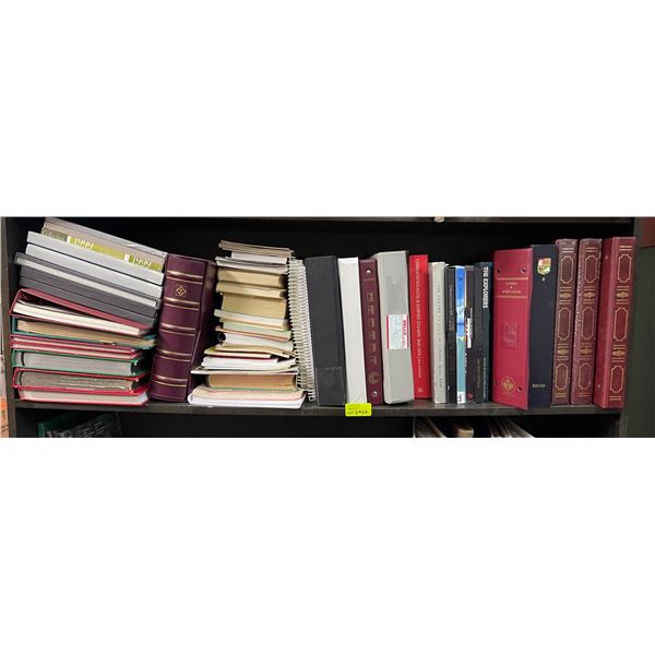 Shelf lot - Empty Illustrated and Non-Illustrated Stamp Albums