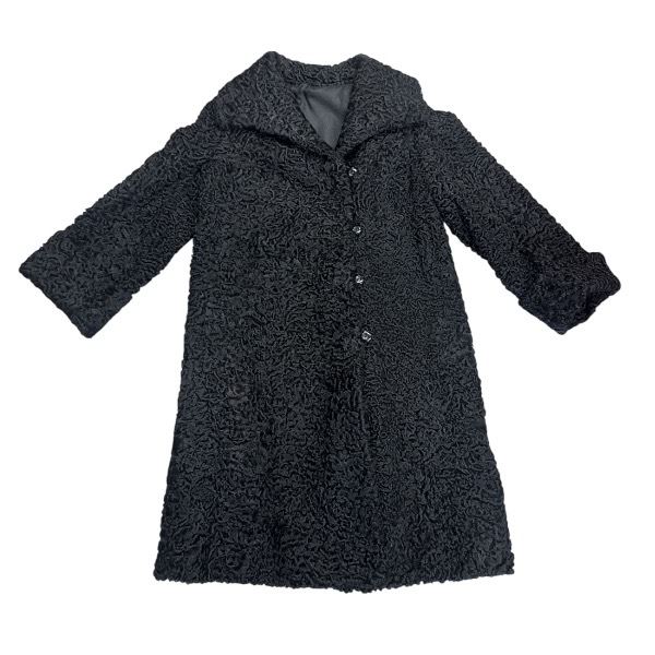 Ladies Vintage Russian Black Persian Lamb  Coat with Certificate of Appraisal *  Size 12-14 * A line