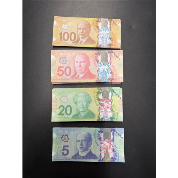 Group of Various CAD Prop Money - 5's, 20's, 50's, 100's