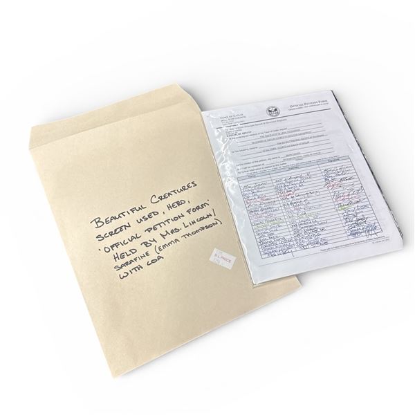 "Beautiful Creatures" Screen Used, Hero, Official Petition Form. Held by Mrs. Lincoln Sarafine (Emma