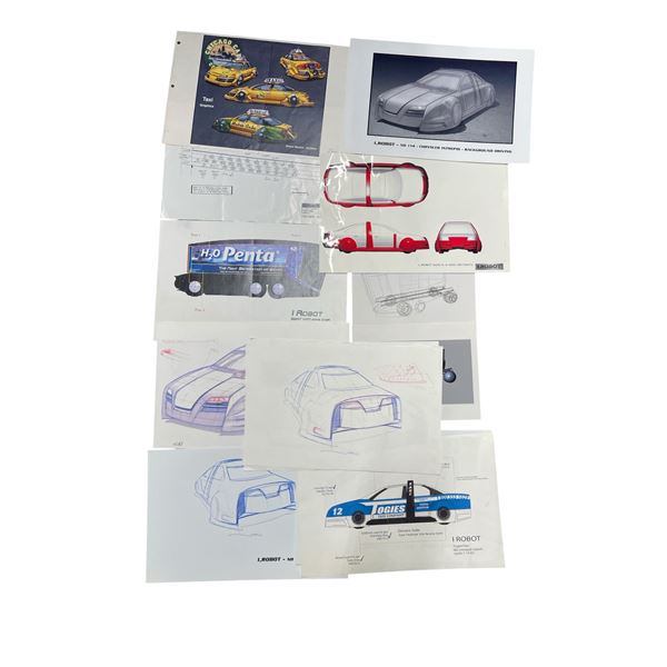 Group of Various I,Robot Sketches, Swat Van Makeover, Rear View Poster, Togies Taxi, Etc.