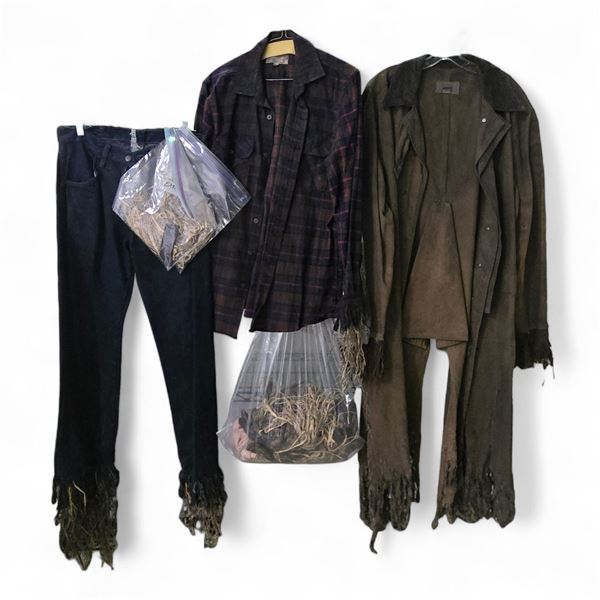 Distressed Costume Clothing Lot with Pants, Shirts & Prop Materials - Film/TV Wardrobe