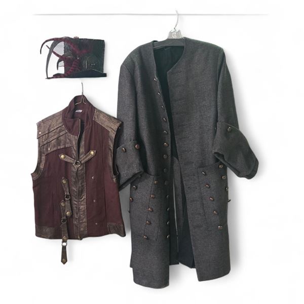 Period Costume Coat with Leather Vest & Feathered Hat - Film/TV Wardrobe