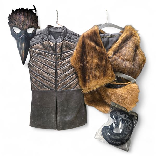 Fantasy Costume Armor Vest with Fur Pieces, Mask & Horn Props - Film/TV Wardrobe