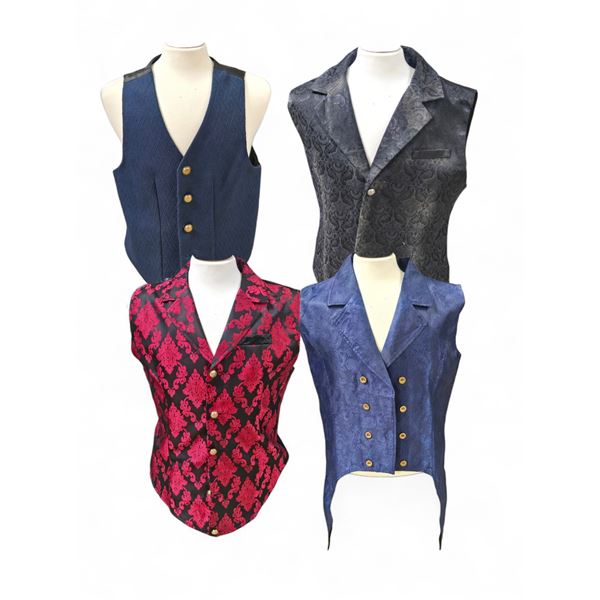 Assorted Formal & Brocade Style Vests - Patterned Dress Waistcoats (4 Pieces) - Film/TV Wardrobe