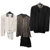 Image 1 : Lot of Formalwear & Costume Pieces - White Tuxedo Jacket, Patterned Vest & Black Cloak (Various Size