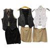 Image 1 : Lot of Assorted Vests & Skirts - Black Leather & White Studded Vests with Gold Skirts (Various Sizes