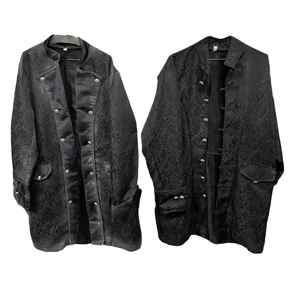 Lot of Black Brocade Jackets - Button & Frog Closure Styles (Formal/Costume Wear, Various Sizes)