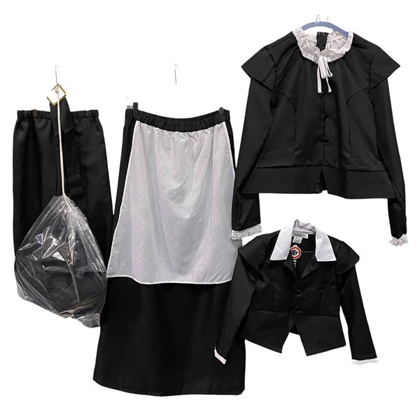 Lot of Black & White Costume Apparel - Apron Skirt, Pants & Formal-Style Jackets (Various Sizes)