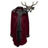 Image 1 : Lot of Theatrical Costume Pieces - Red Velvet Coat with Black Vest & Antler Mask (Fantasy/Medieval S