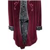 Image 4 : Lot of Theatrical Costume Pieces - Red Velvet Coat with Black Vest & Antler Mask (Fantasy/Medieval S