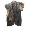 Image 3 : Lot of Theatrical Costume Pieces - Black Leather Vest with Fur Detail, Lace-Up Pants & Horned Mask (