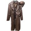 Image 1 : Lot of Theatrical Costume Pieces - Brown Faux Leather Coat with Harness Detail & Plague Doctor Mask 