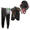 Image 1 : Lot of Theatrical Costume Pieces - Leather Lace-Up Pants, Fur-Trim Vest, Horned Mask & Hat (Fantasy/