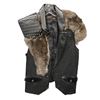 Image 3 : Lot of Theatrical Costume Pieces - Leather Lace-Up Pants, Fur-Trim Vest, Horned Mask & Hat (Fantasy/