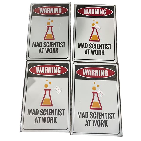 Group of 4 - "Warning Mad Scientists At Work"
