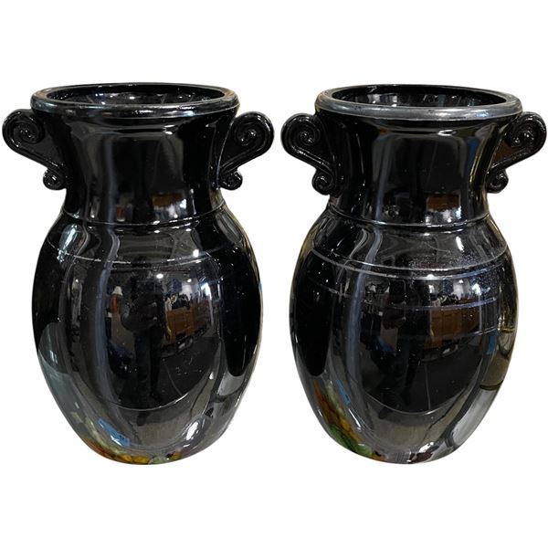 Group of 2 Black Vases