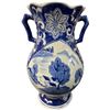 Image 1 : Blue & White Ceramic Double-Handle Vase