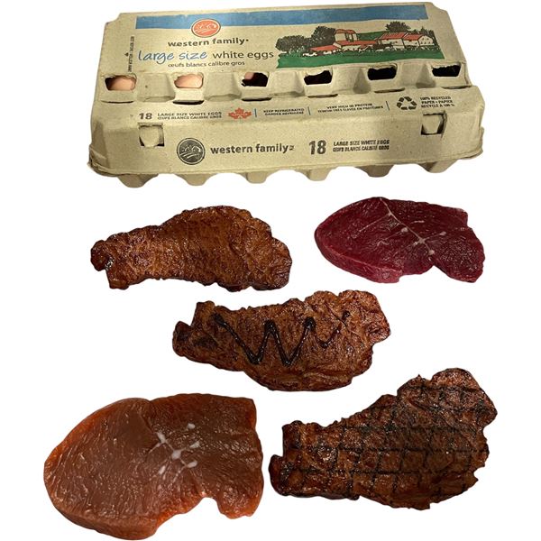 Group of Movie Prop Food - Eggs & Steak/Meat