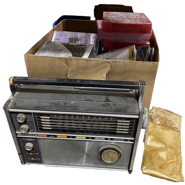 Group of Vintage Radio (For parts/restore), Box of CD's, Etc.