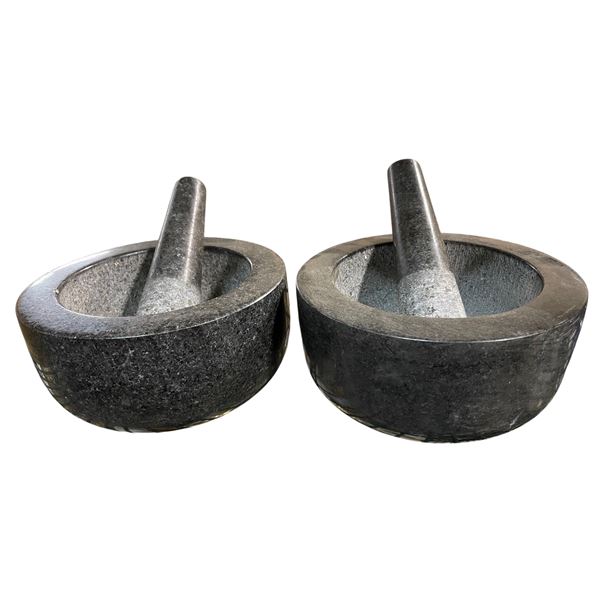Pair of Granite Mortar & Pestle Sets