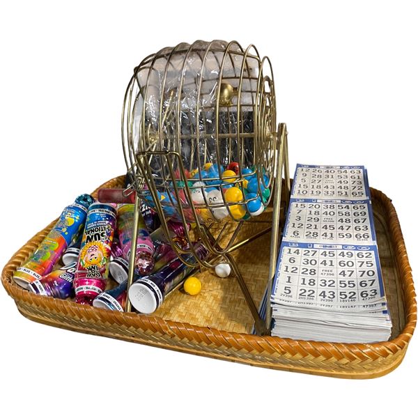 Bingo Cage Set with Cards & Misc. Items