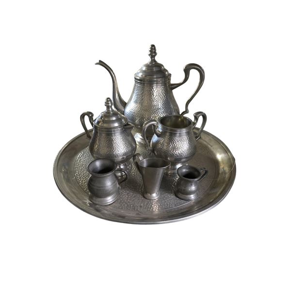 Pewter Tea/Coffee Service Set with Tray