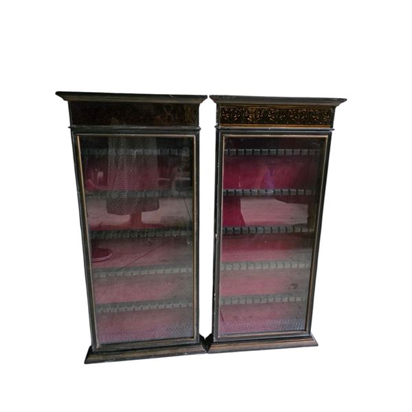 Pair of Wall-Mounted Key Storage Cabinets with Glass Doors, H34" x W15.5" x D3" Each